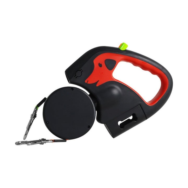 Laisse Double Rétractable Pour 2 Petits Chiens - 10m, Sans Enchevêtrement, LED De Sécurité, Noir - 4