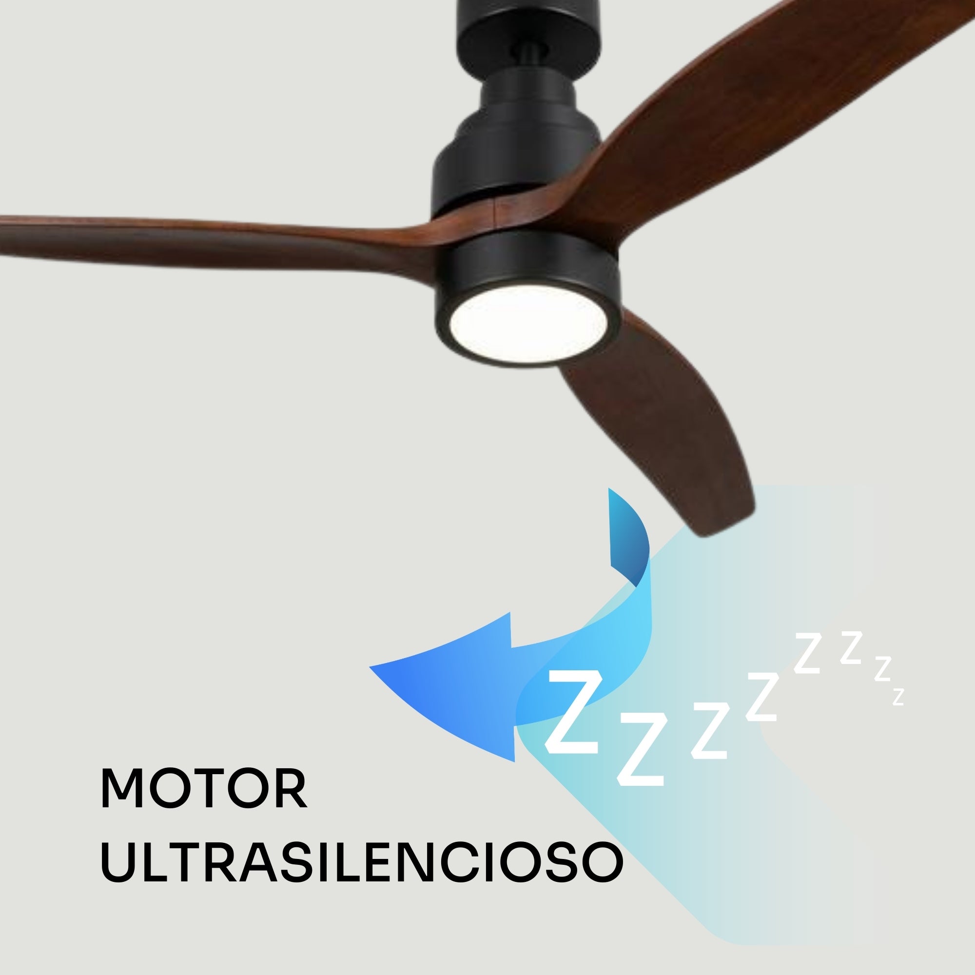 Mellerware - Ventilateur de plafond Brizy Bright | 40W | 6 vitesses | Ultra silencieux | 3 pales Ø132 cm | Fonction été/hiver | LED | Darkwood - 7