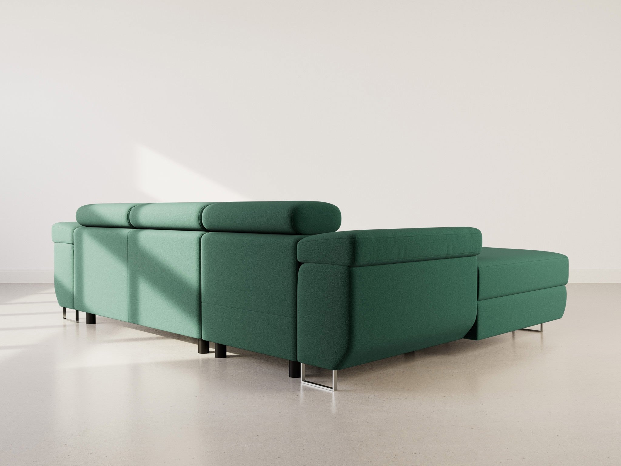 Canapé d'angle gauche convertible 6 places en velours vert - PABLO - Best Mobilier - 7