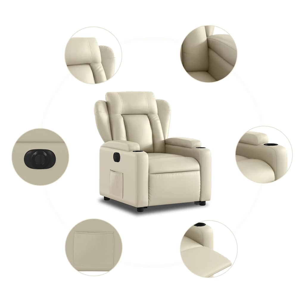 Fauteuil inclinable électrique crème similicuir - 8