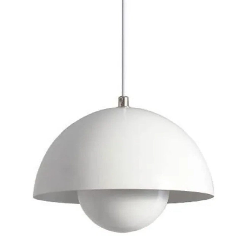 Lampa wisząca, lampe à susprendre, plafonnier suspendue, żyrandol do sypialni i jadalni, metal biały, gniazdo E27 23 cm (biały)