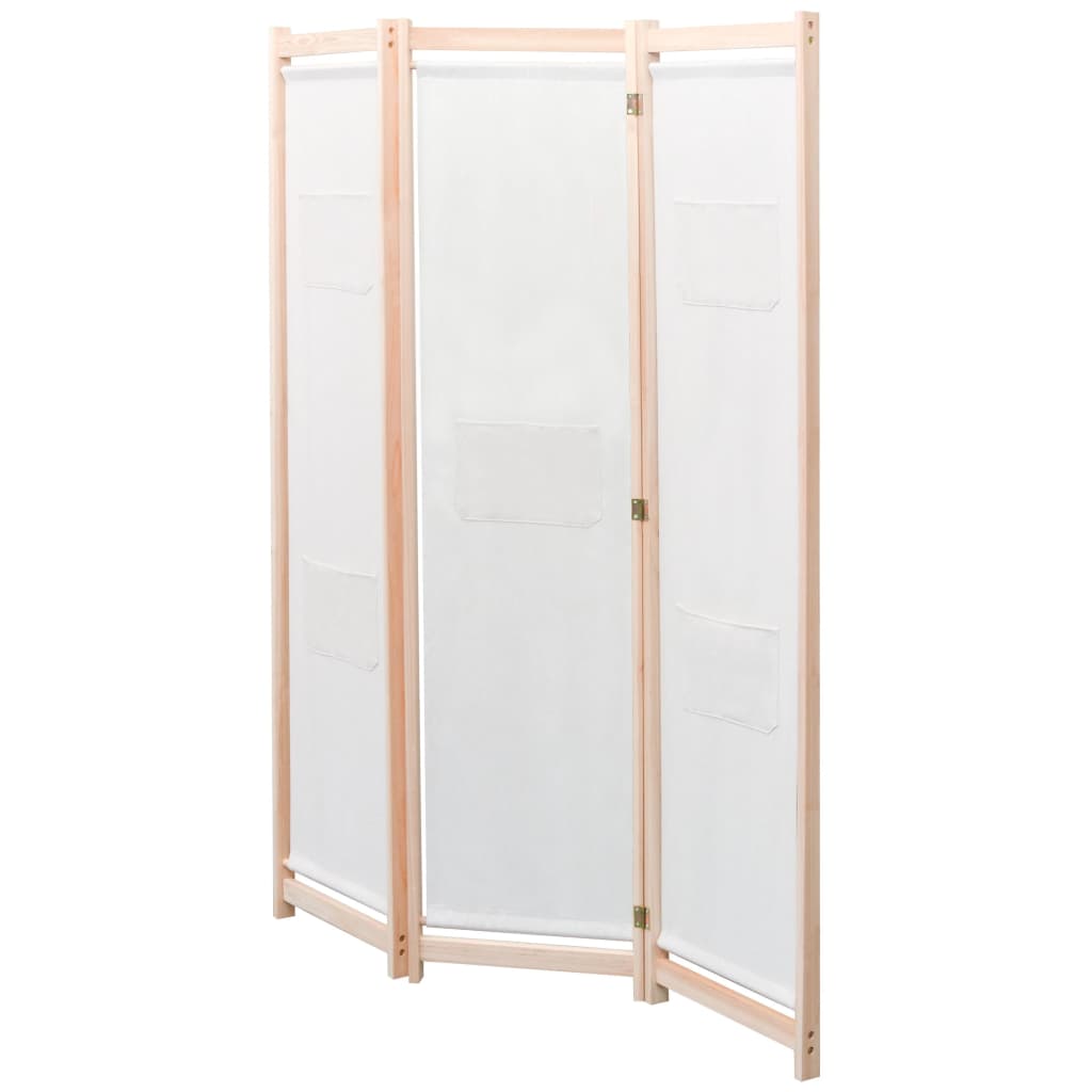Paravento Divisore Separe Con Ripiani Yvelines T752 3 Pannelli Legno Paulonia Naturale Bianco