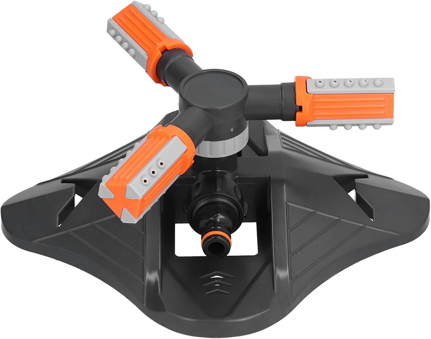 Automatyczny obrotowy zraszacz trawnikowy, 3-dyszowy zraszacz ogrodowy z regulowanym strumieniem, do klombów (pomarańczowy)