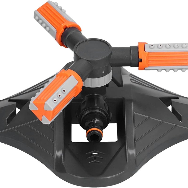 Automatyczny obrotowy zraszacz trawnikowy, 3-dyszowy zraszacz ogrodowy z regulowanym strumieniem, do klombów (pomarańczowy)