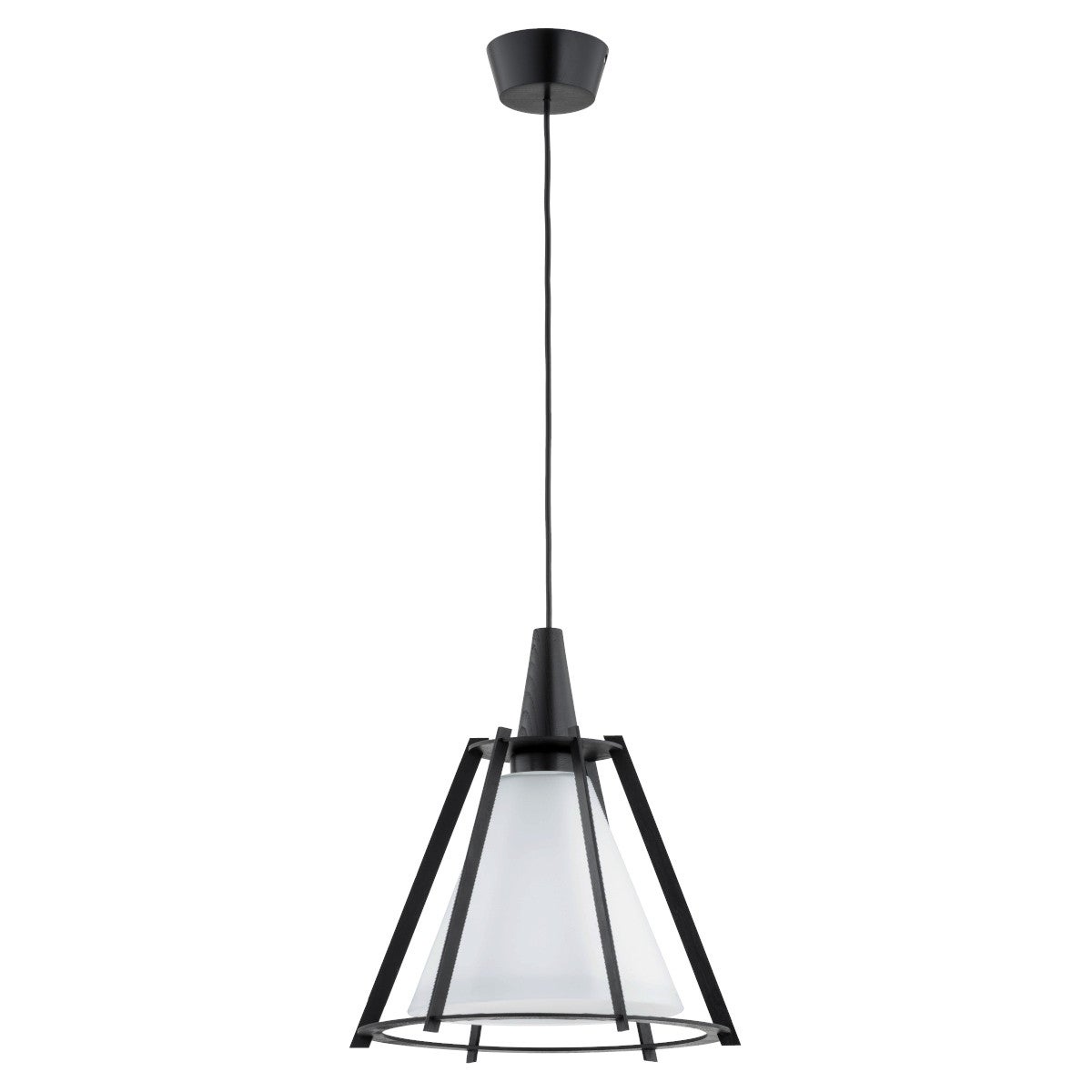 Lampa wisząca Pomona czarno-biała 1xE27x15W nowoczesna wym: 95 x 33 x 33 cm metal Alfa