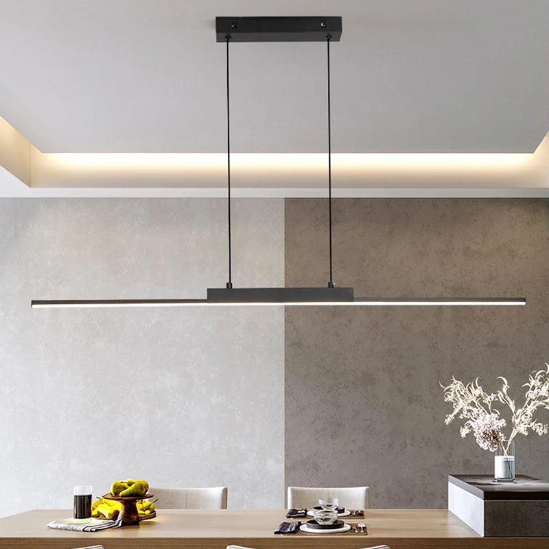 Suspension Moderne 100CM LED Salle à Manger Cuisine Salon | Éclairage Blanc Froid Déco Intérieure | Longue Lampe Plafonnier Élégante - 8