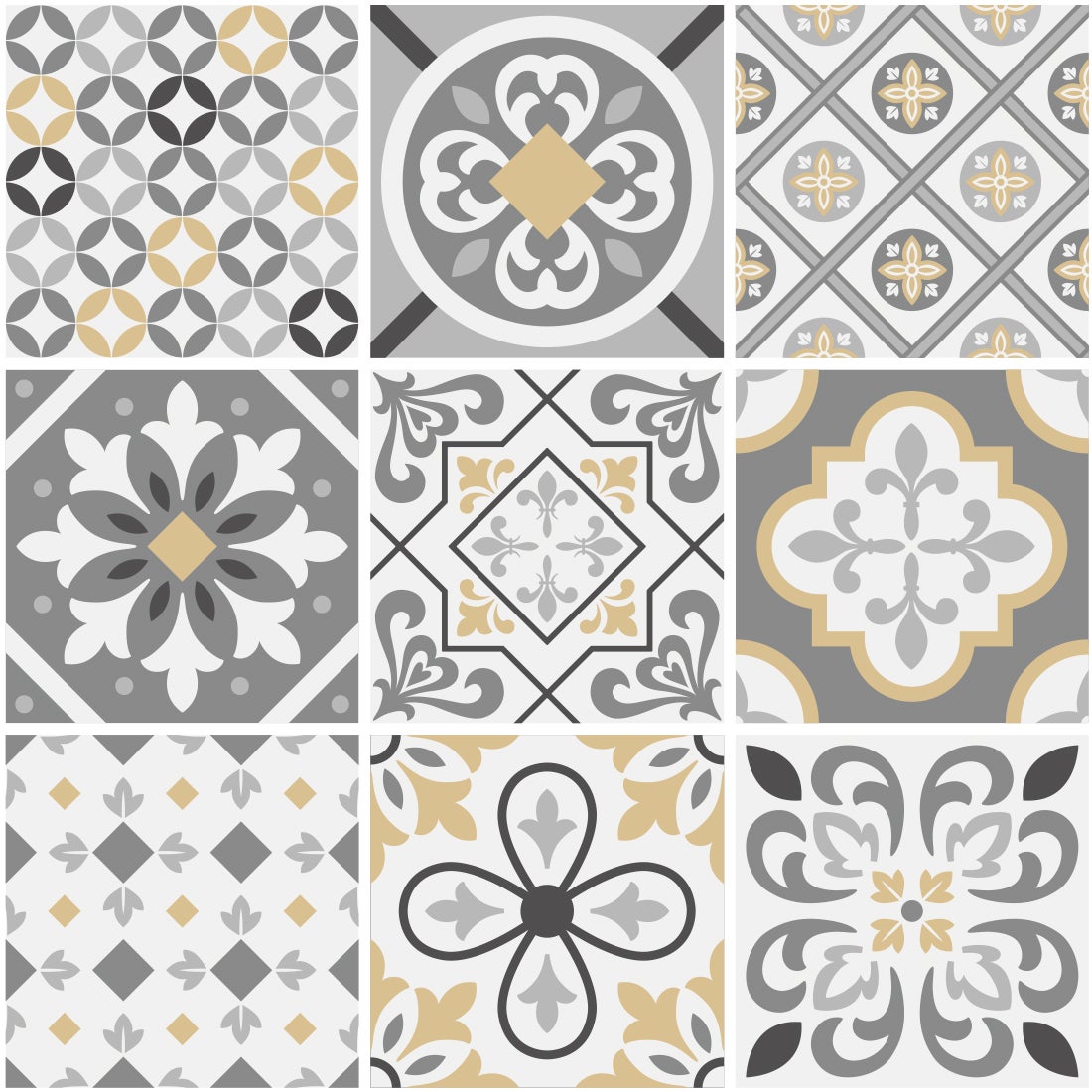 Crédence adhésive carreaux de ciment gris et beige 60x300cm - 4