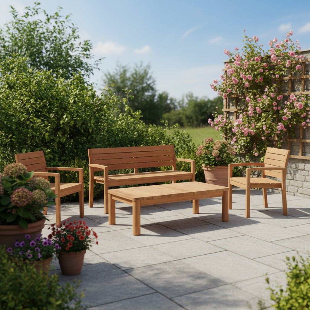 Table basse de jardin rectangulaire en Teck Marron - 4