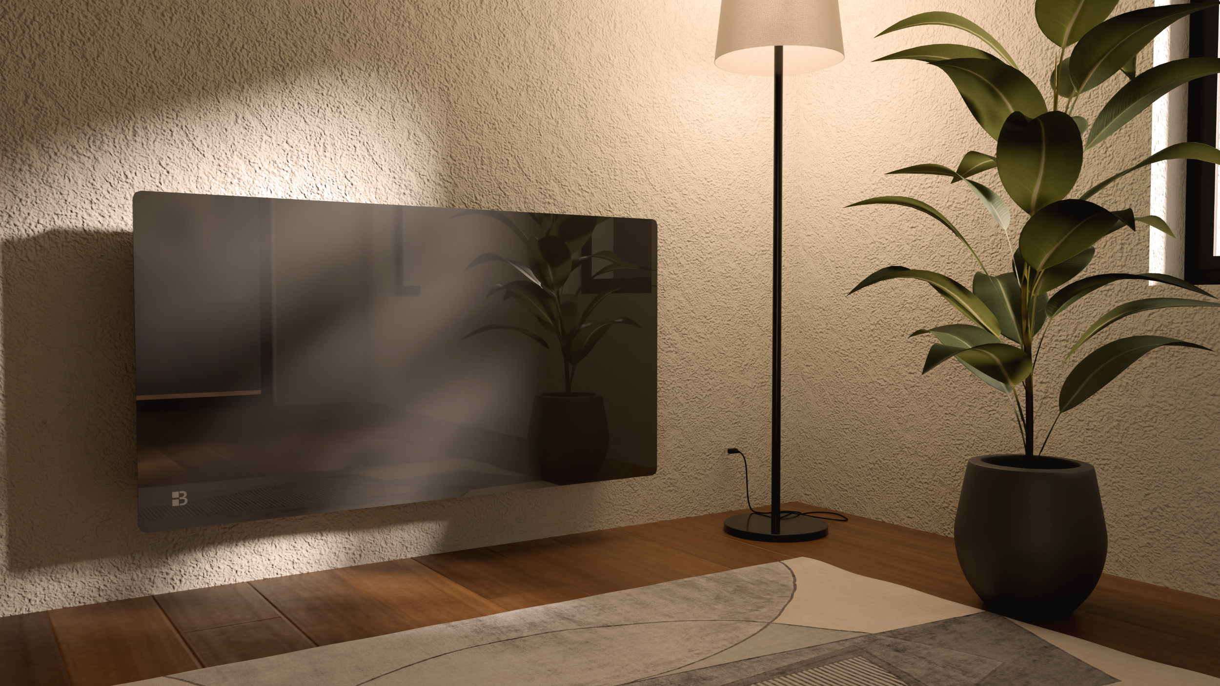 Radiateur électrique à Inertie Sèche BESTHERM IRIS 2000W - Façade Verre Noir, Design Moderne, Programmable