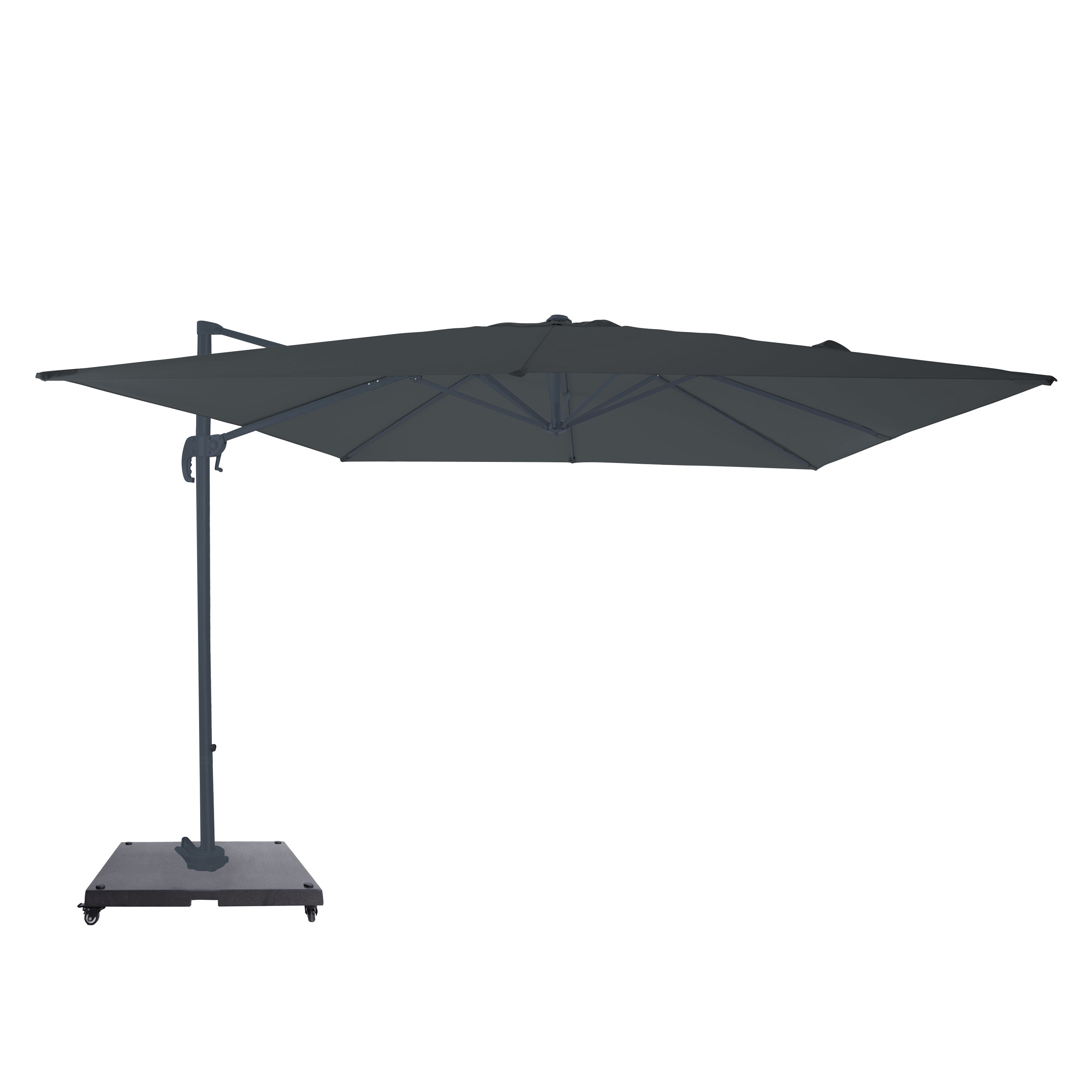 Beliani Ombrellone Da Giardino A Sbalzo Antracite/Bianco ø 300 Cm - Con Manovella E Base A Croce