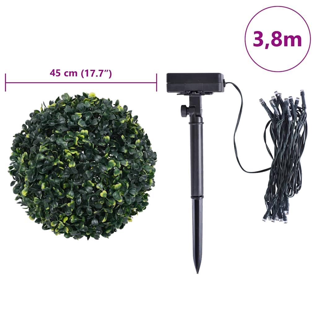 Bolas artificiais de buxo com luzes LED 2 unidades 45 cm - COMFORTXL - 9