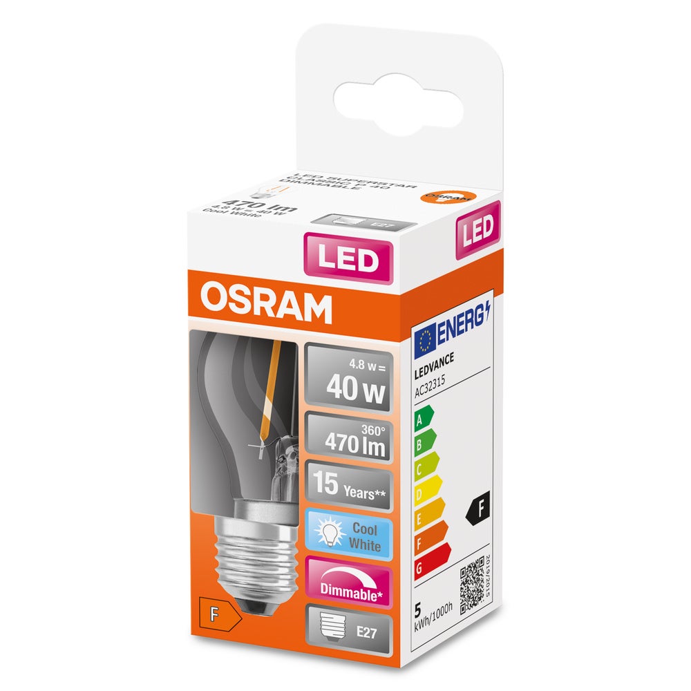 Osram 4058075434844 Led Cee 2021 A+ (a++ - E) E27 Forme Standard 5 W = 40 W Blanc Froid (ø X L) 45 Mm X 77 Mm 1 Pc(s) - 4