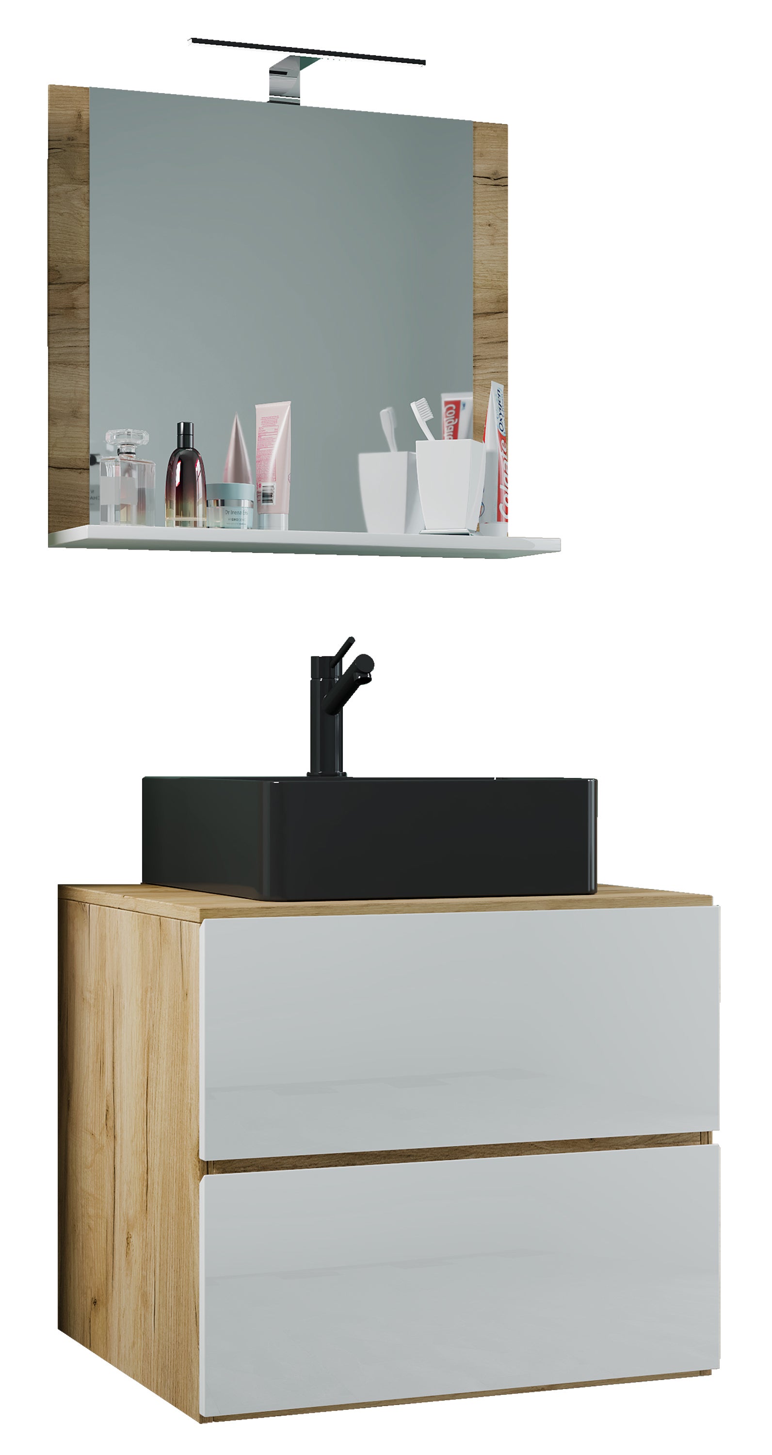 umywalka do mebli łazienkowych Lendas Dąb miodowy / Biały W. 124 x S. 60 x G. 52 cm