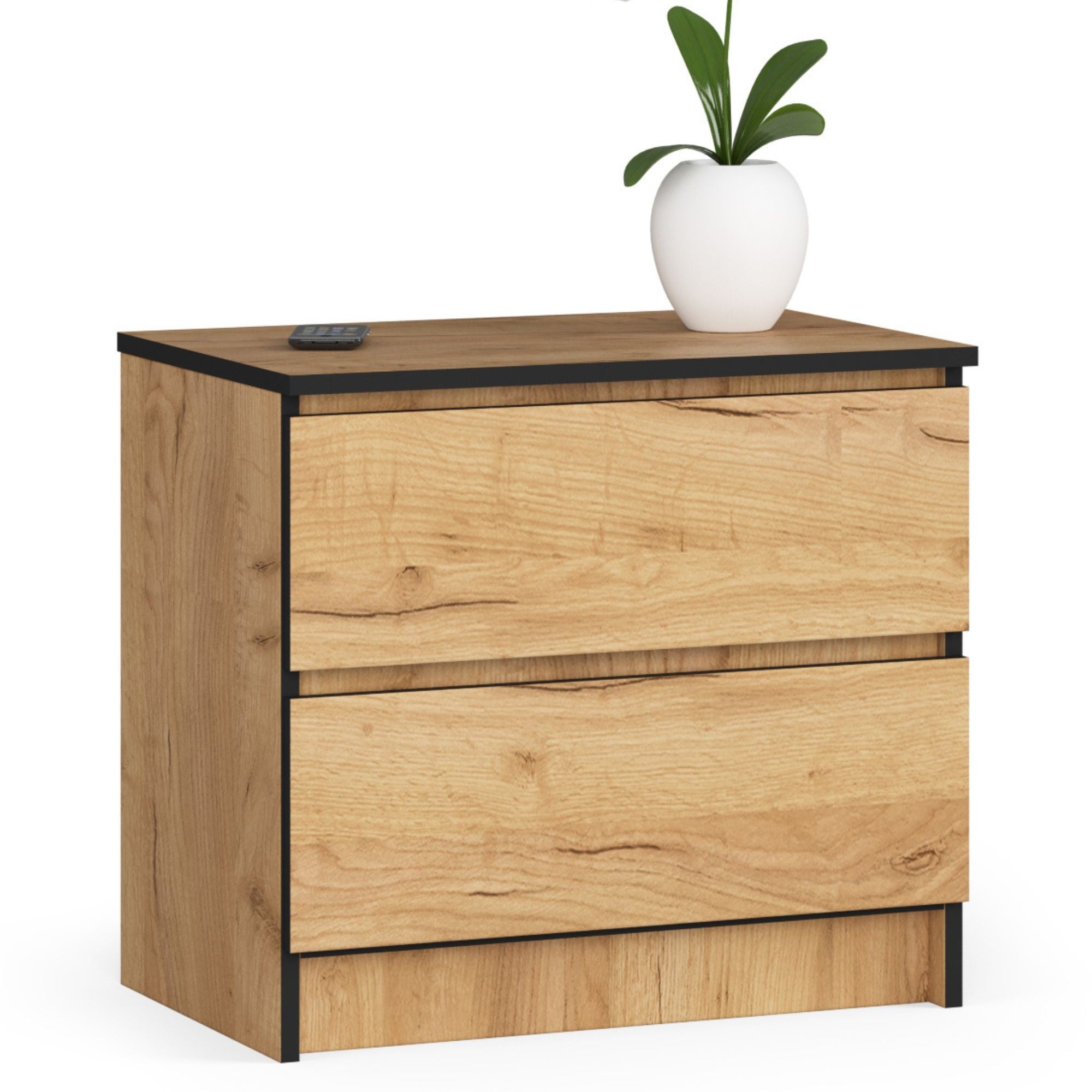 Szafka nocna AKORD K60 Dąb Craft 60 cm 2 szuflady kolor Dąb Craft mat 60x40x55 cm