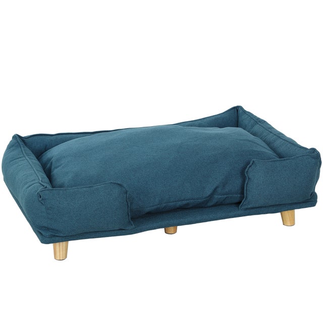 Sofá para Cães PawHut Poliéster, MDF, Algodão e Madeira de Pinho Azul 96x66x24 cm