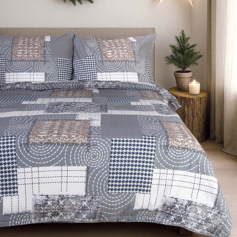 Pościel flanelowa 180x200 Ardela Grey kratka szara, Flanelove - Darymex