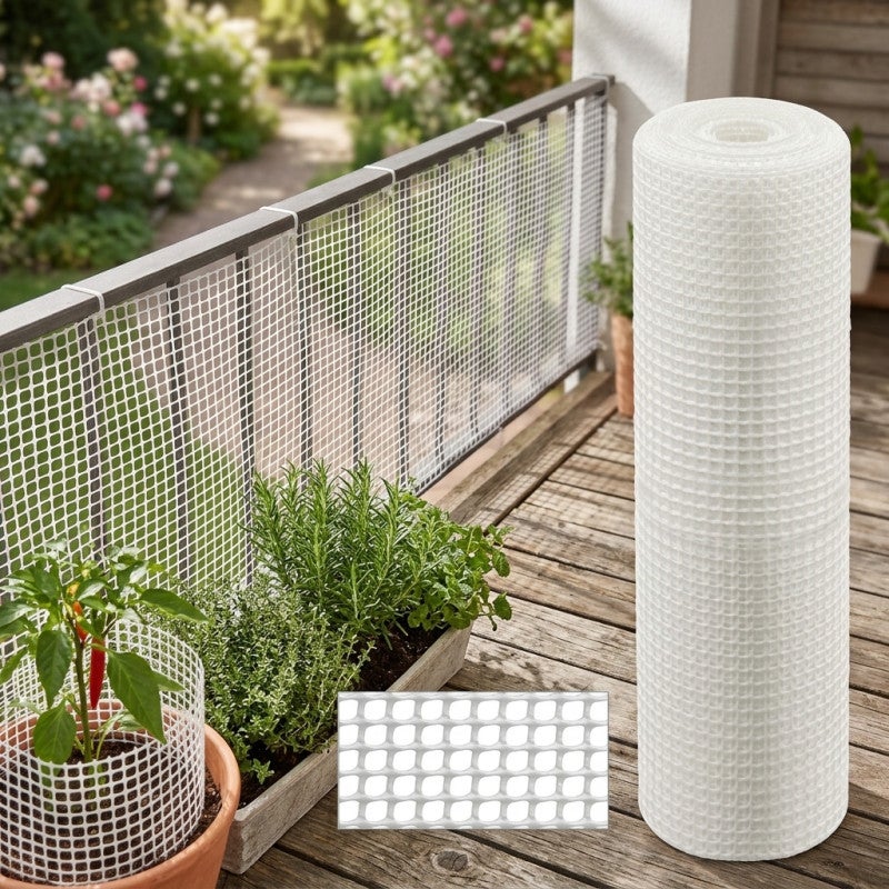 Maille plastique carré 1x1 cm, blanc 1 x 5 m, clôture artificiel pour terrasses, balcons ou jardins - 5