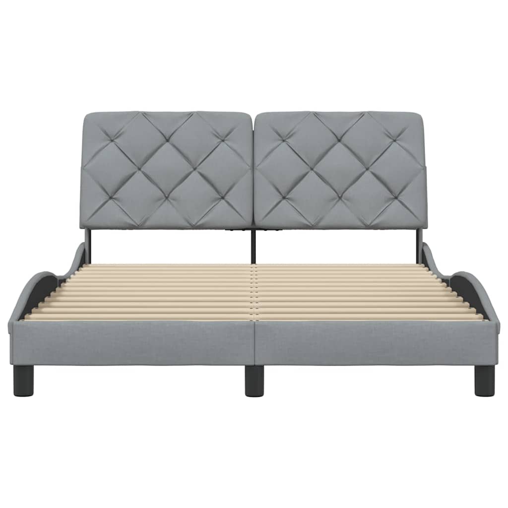 Cadre de lit sans matelas, en tissu, gris clair, pour la chambre, 140 × 200 cm - 5