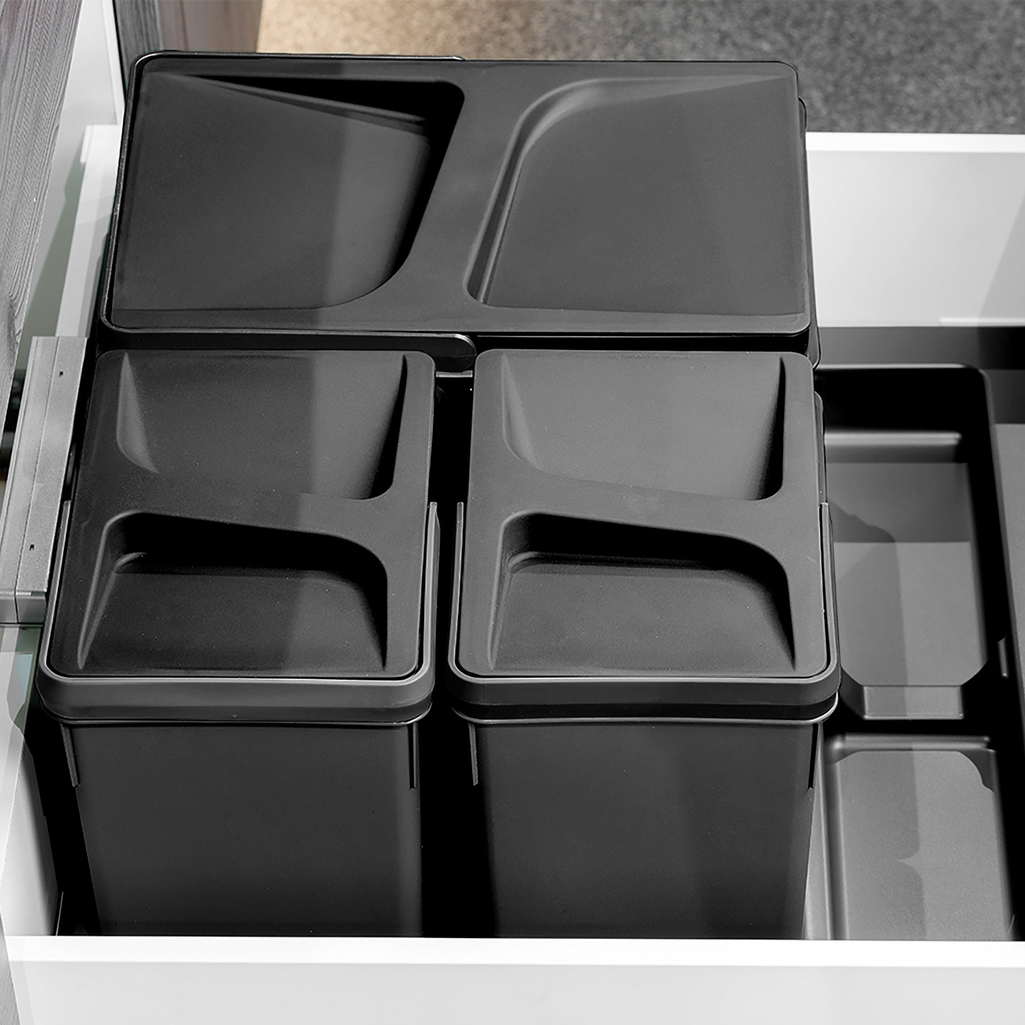 Emuca Kit de bacs de tri sélectif pour tiroirs de cuisine Recycle hauteur 266mm, 1x15litres, Plastique, Noir - 2