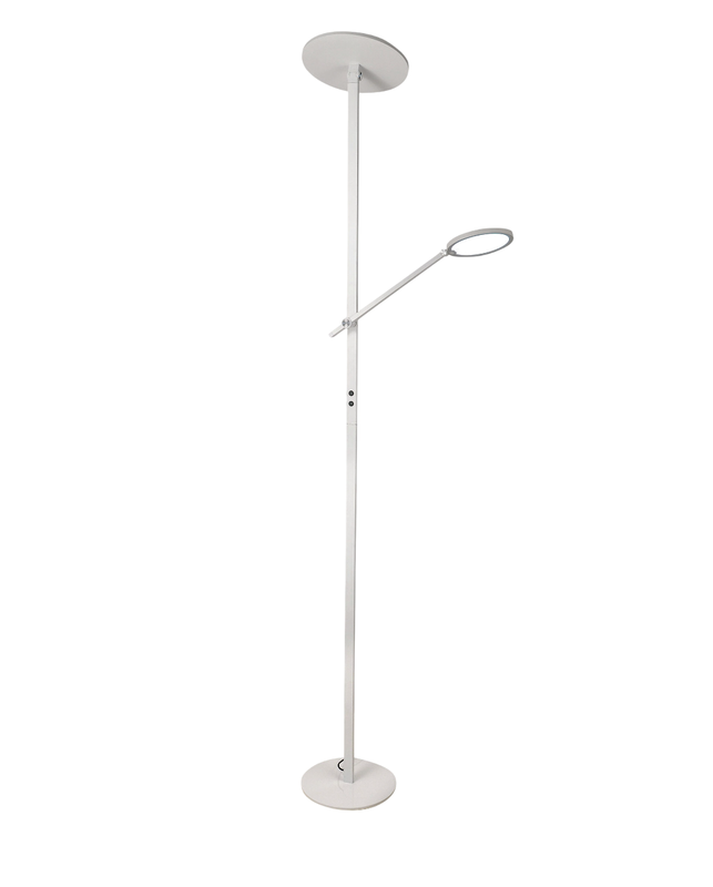Regina - Biała lampa stojąca LED z metalu wys. 180 cm Fabas Luce - 2 lampy o mocy 36 W i 12 W ze zintegrowaną diodą LED 3000 K