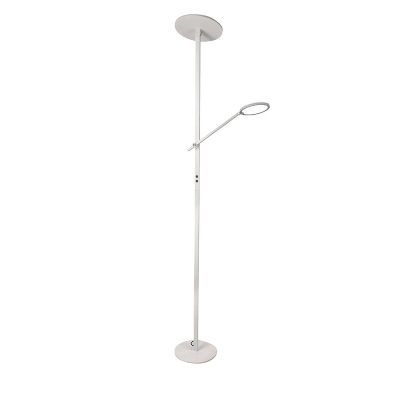 Regina - Biała lampa stojąca LED z metalu wys. 180 cm Fabas Luce - 2 lampy o mocy 36 W i 12 W ze zintegrowaną diodą LED 3000 K