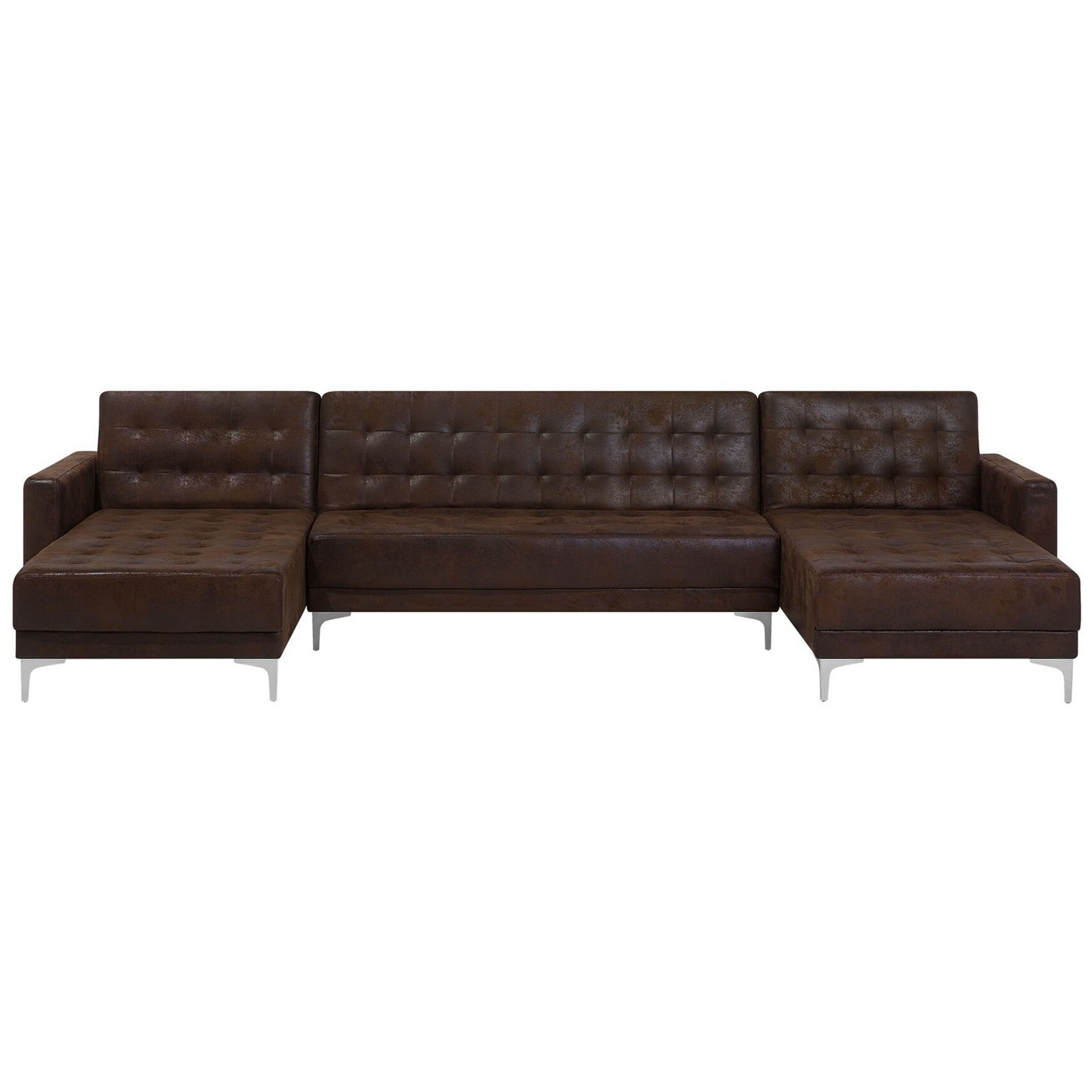 Canapé-lit modulable en forme de U ABERDEEN Cuir PU Marron 5 places ...
