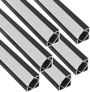 Profilés Aluminium Pour Bande LED - 1 Mètre - Noir - Double Canal, Diffusion Opale - Lot De 4