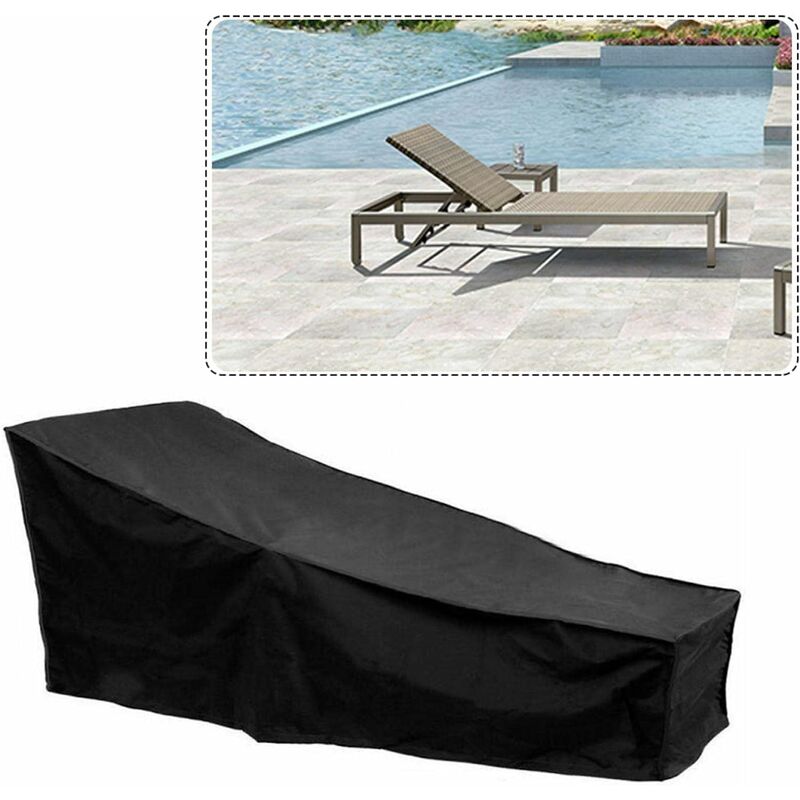 Bain de Soleil Housse de Protection Extérieure 210x80x40-75cm Noir - Tissu Oxford 210D Anti-UV Anti-Vent Imperméable pour Transat Jardin - 5