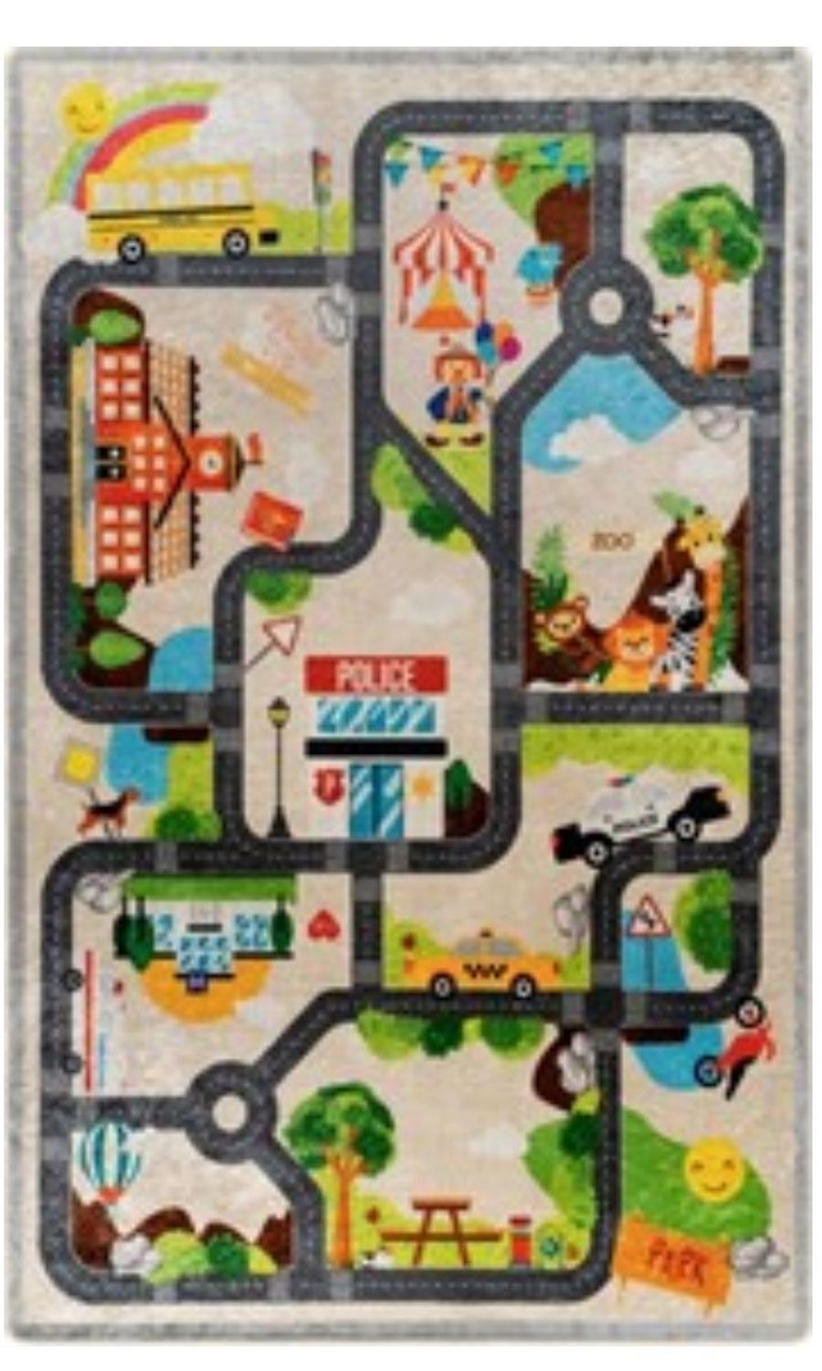 Tapis Enfant Circuit de Voiture - Beige - 80x150cm - 3