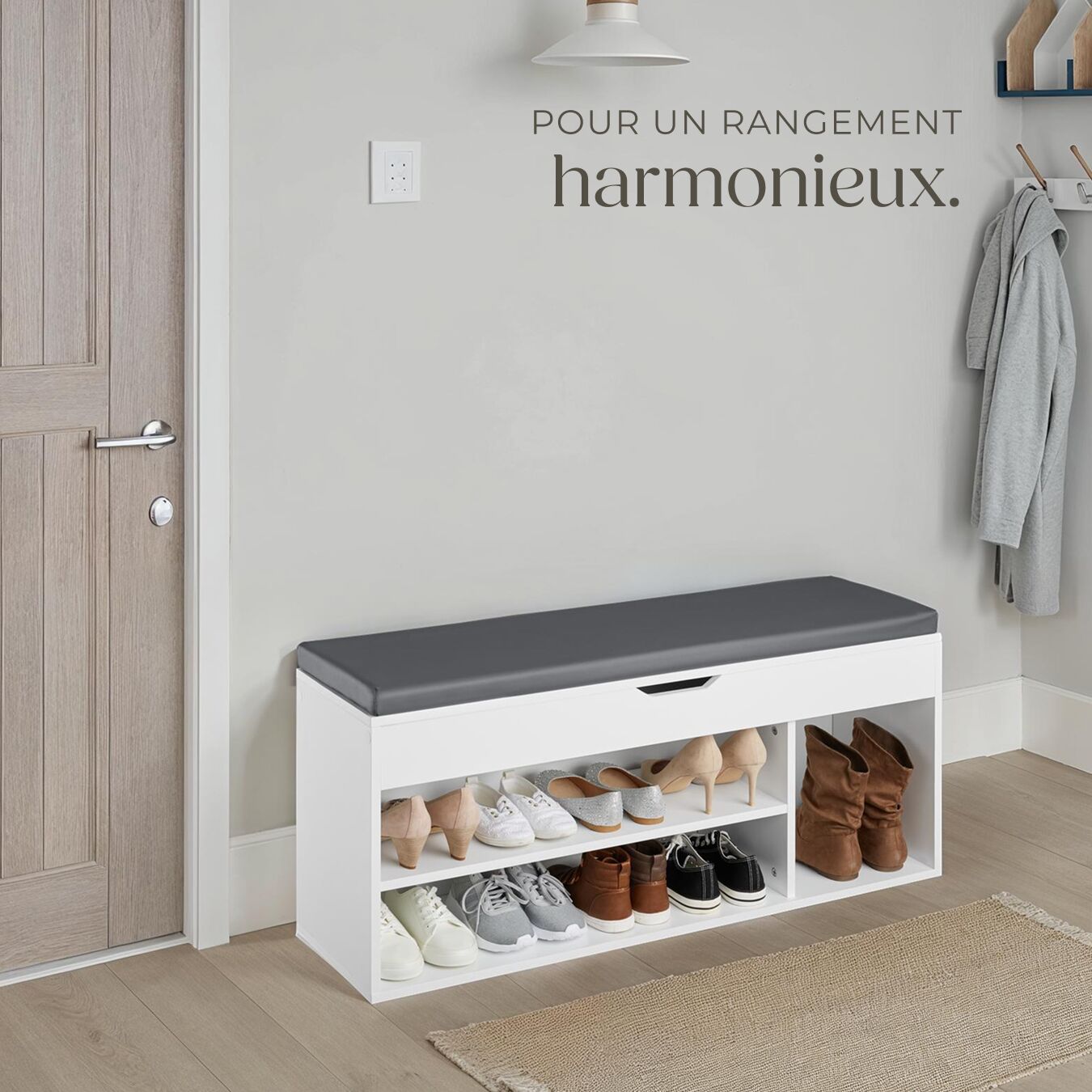 Banc à chaussures en bois MDF 104 x 30 x 49 cm TECTAKE - 7