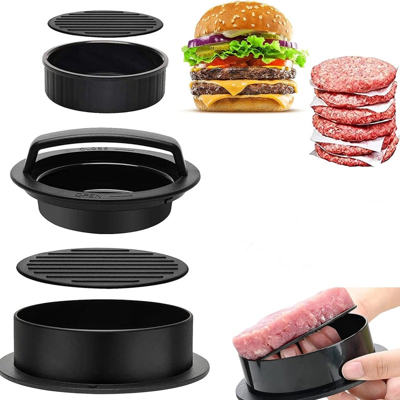 Praska do burgerów, praska do hamburgerów, 3 w 1, nieprzywierający zestaw foremek do hamburgerów, praska do burgerów i mięsa mielonego