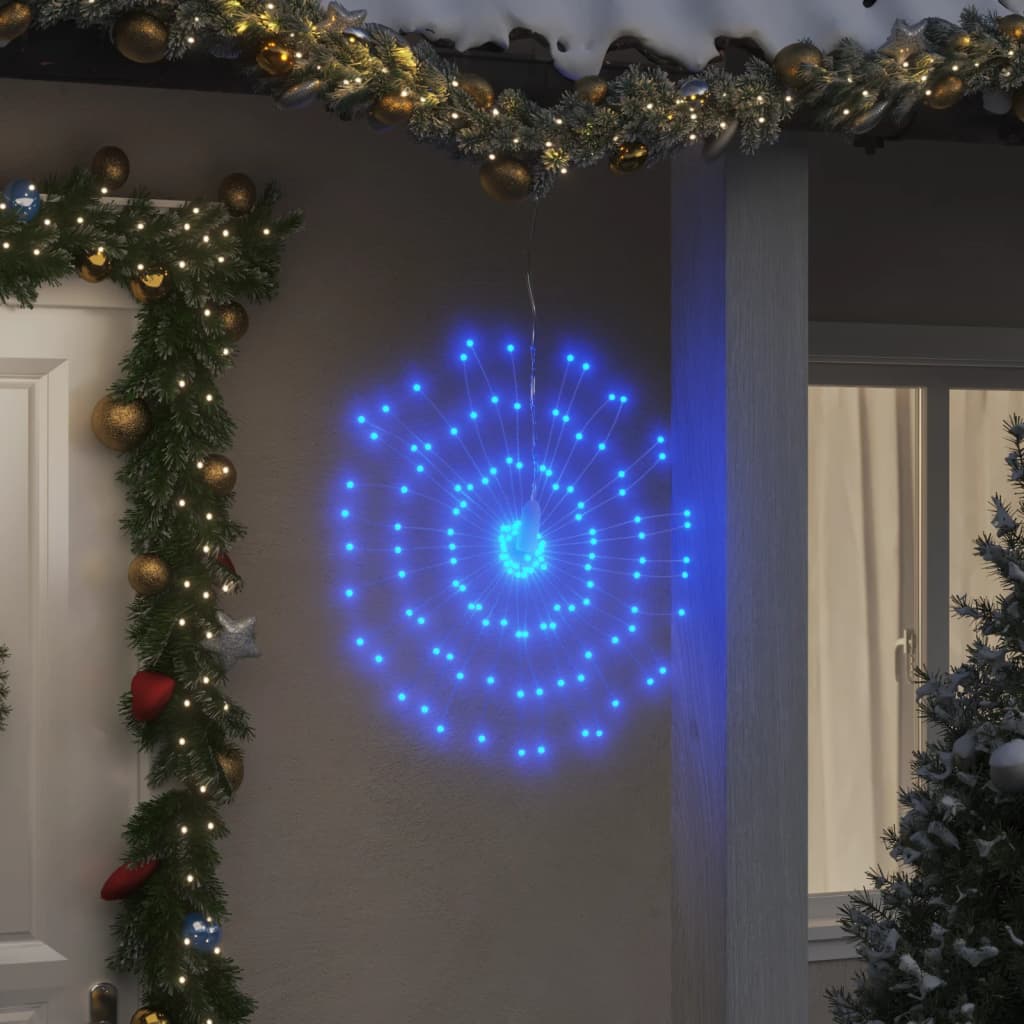 Ozdoby świąteczne ze 140 lampkami LED, 2 szt, niebieskie, 17 cm vidaXL