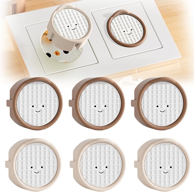 (Smiley) 6 Pcs cache prise, prises de type F, boîte en silicone, couvercle décoratif/coque de protection contre la poussière, cache-prises, cache-pous