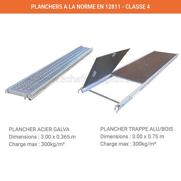 Echafaudage fixe de façade 56m² - Structure et planchers + Garde-corps - DUO56GC-SP - 3