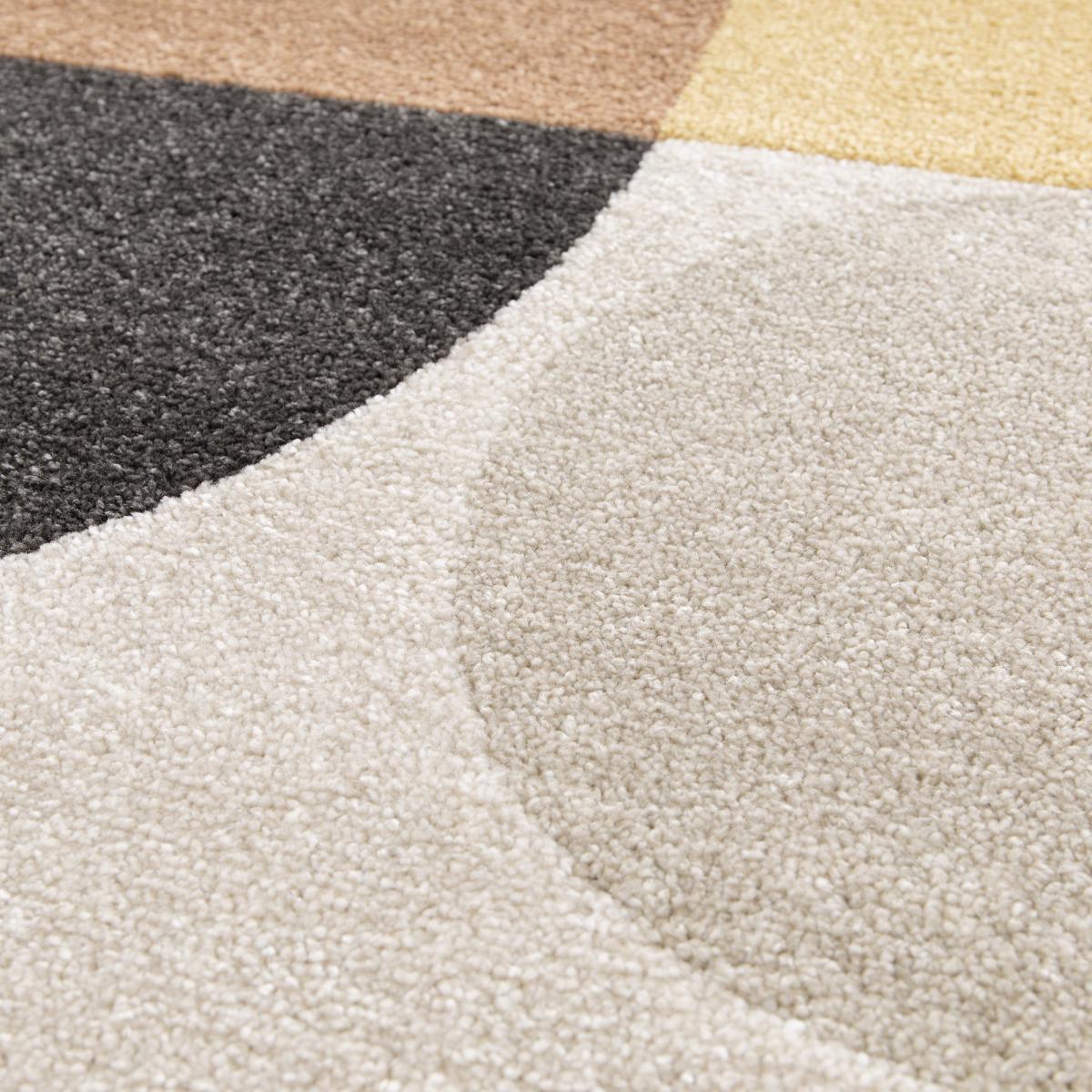 tapis salon 160x230 tissé beige et jaune rectangle motif géométrique CONTEMULTI - 3