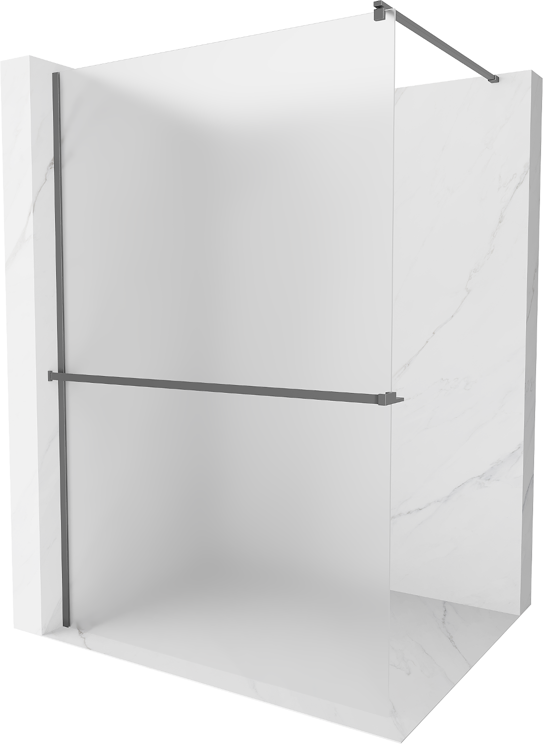 Mexen Kioto+ ścianka prysznicowa z półką Walk-in 140 x 200 cm, szron, gun metal - 800-140-121-95-30
