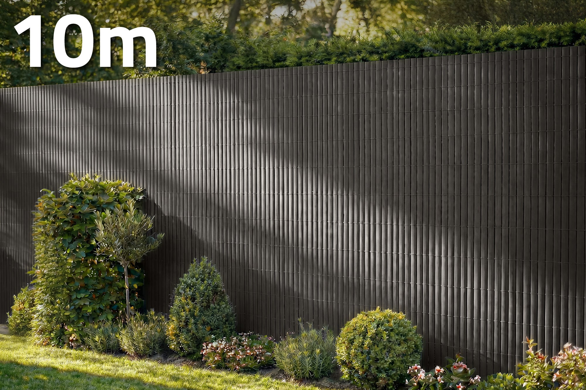 Siatka trzcinowa PCV VISO, 10 m długości x 1,8 m wysokości, antracytowo-szary