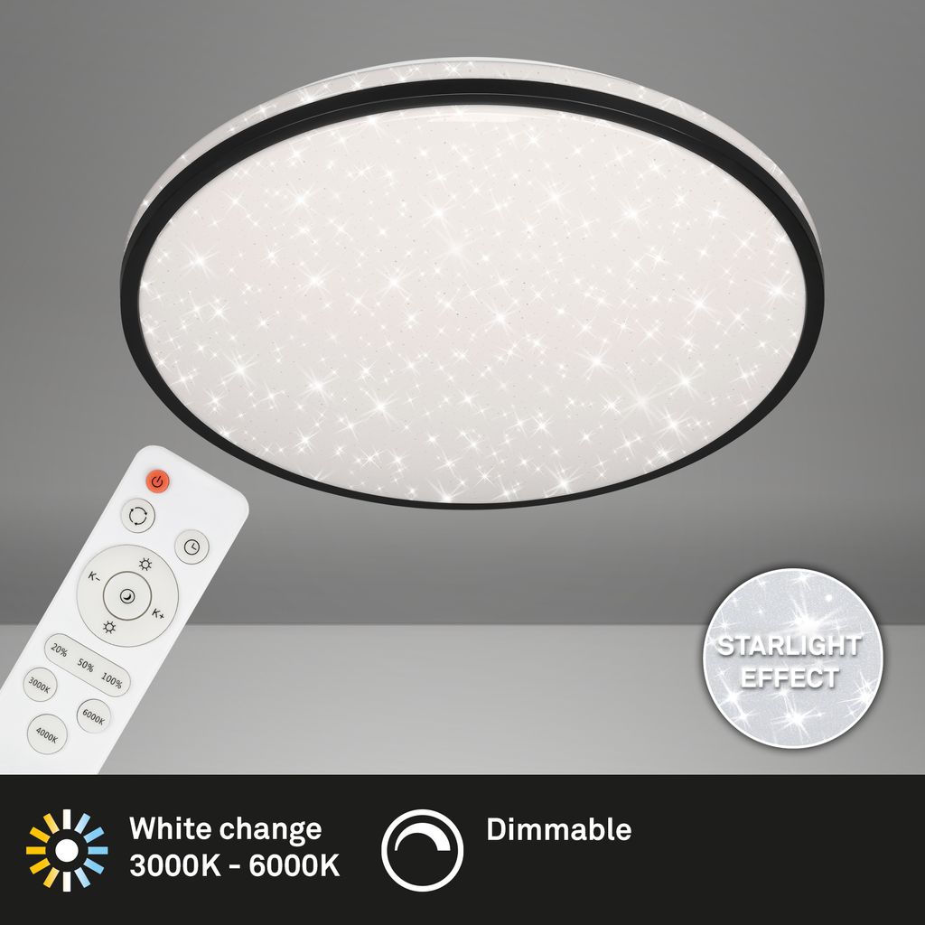 Plafonnier BRILONER LEUCHTEN SKIZO, 48 W, 4400 lm, IP20, noir, plastique, dimmable, avec télécommande, CCT, Ø 49,2 cm - 2