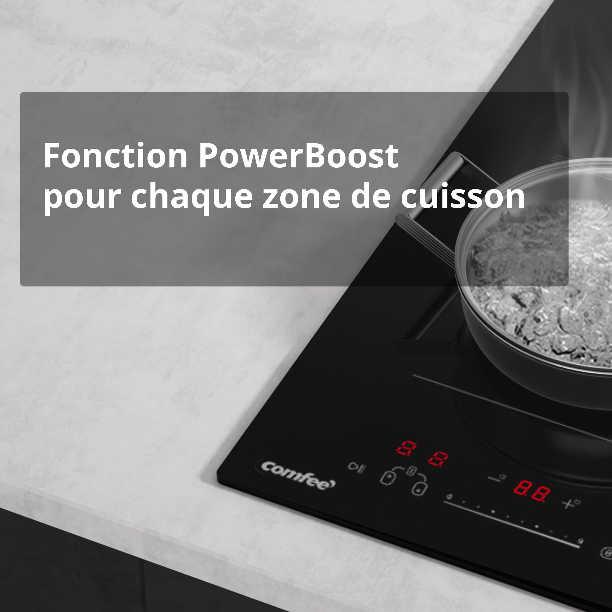 Domino Induction Plaque à Induction encastrable COMFEE 2 Foyers avec Zone Flexible 3500W CIH351D215K1 - 9
