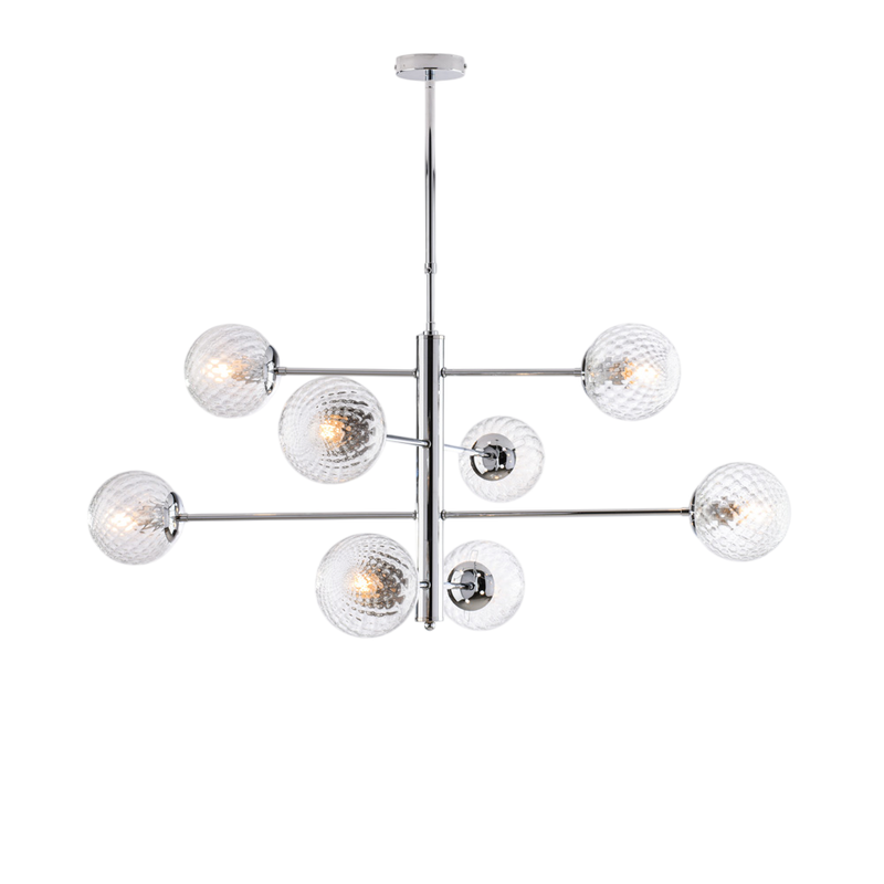 Lampa wisząca Demetra z polerowanego chromowanego żelaza 8 lamp 108 Ø103 BL279-8-CR