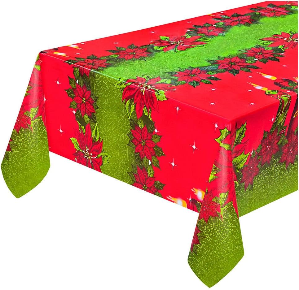 Mantel de navidad 140x450 cm resistente a las manchas plastificado estrella de navidad