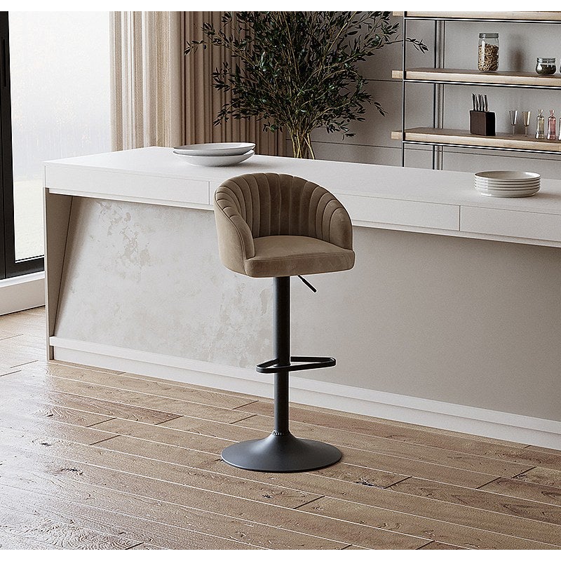 Zestaw 2 stołków barowych – tkanina i metal – kolor beżowy - DORALIZ