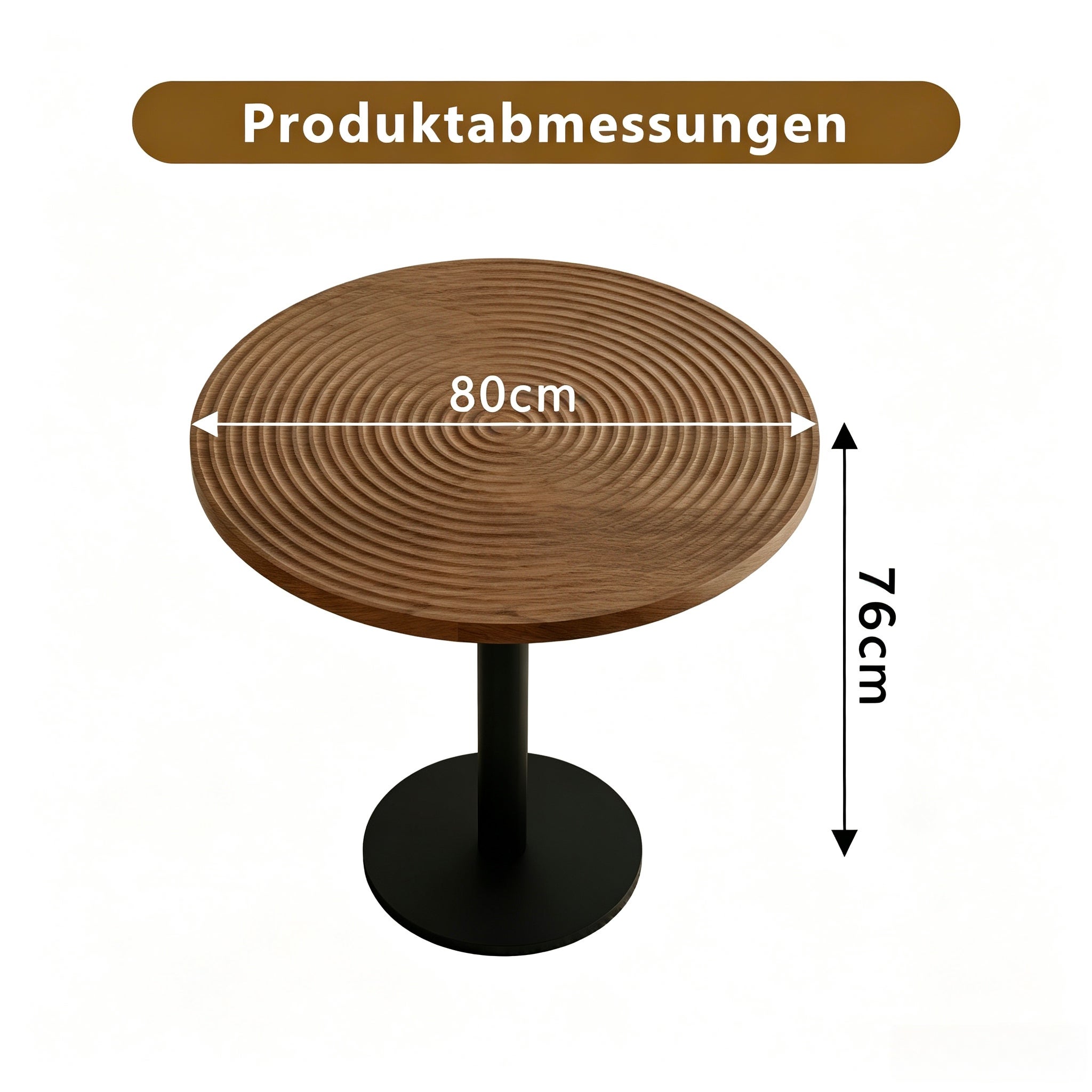 Table de salle à manger ronde Ø 80 cm, plateau aspect bois, structure ...