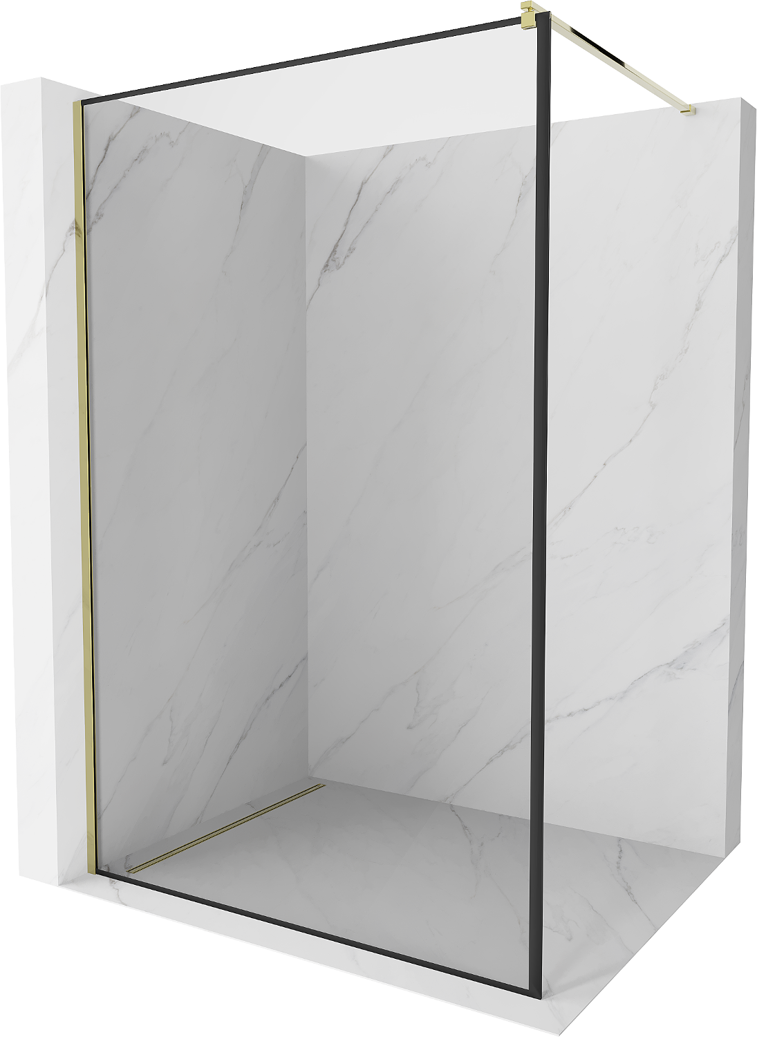 Mexen Kioto ścianka prysznicowa Walk-in 110 x 200 cm, czarna ramka 8 mm, złota - 800-110-101-50-70