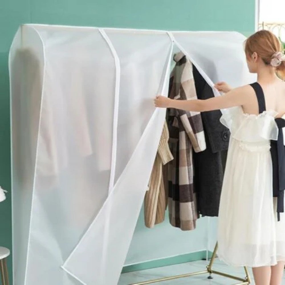 Copertura per armadio, telo protettivo, telo per appendiabiti, grande sacchetto antipolvere traslucido, copriabiti (100x50x150 cm) - 4