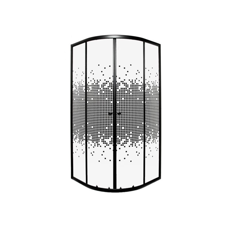 Kabina prysznicowa półokrągła Pixel BLACK 80 czarna kratka Kerra