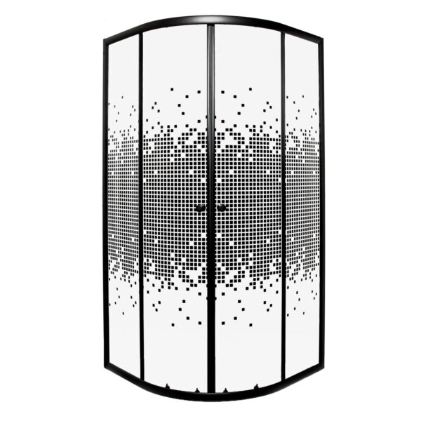 Kabina prysznicowa półokrągła Pixel BLACK 90 czarna kratka Kerra