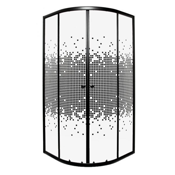 Kabina prysznicowa półokrągła Pixel BLACK 80 czarna kratka Kerra