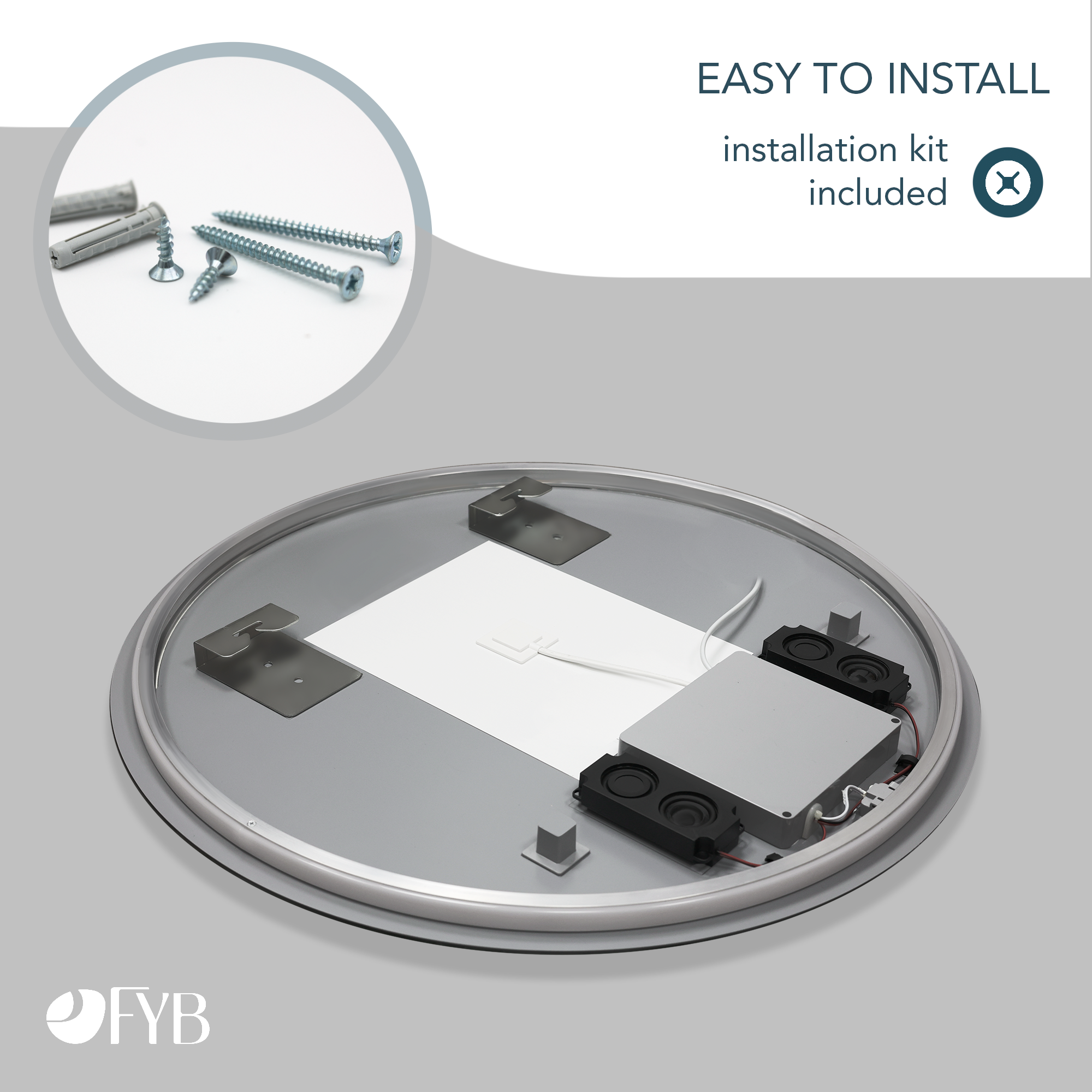 Miroir rond Bluetooth 60 cm Feel Your Bath, LED Réglable, Interrupteur Tactile, Antibuée et Arrêt Automatique - 6
