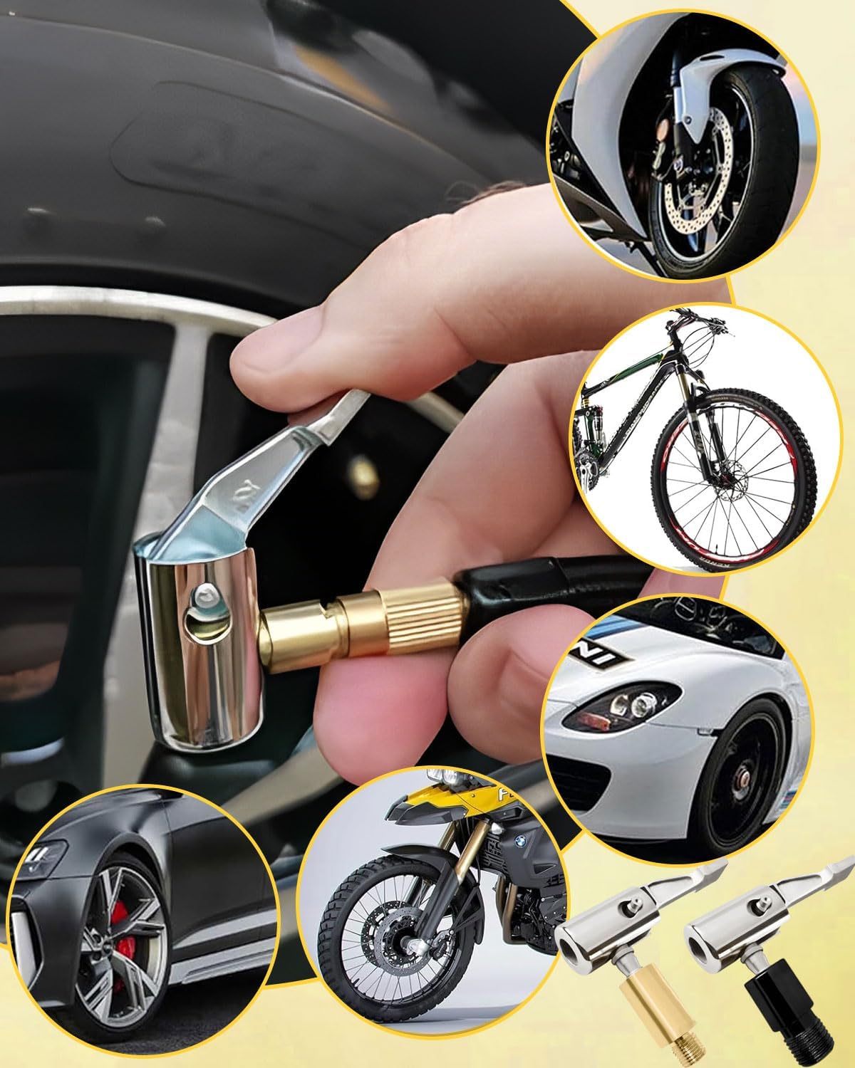 2PCS Embout gonflage Pneu Voiture,Embout Pompe Velo,Valve Pneu Voiture Embout gonflage Ballon Embout Gonfleur Compresseur Air Pompe Velo Valve Pneu - 6